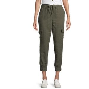 St. John's Bay Mid Rise Linen Jogger Pant Army Green Oregano Women's 3X Plus EUC